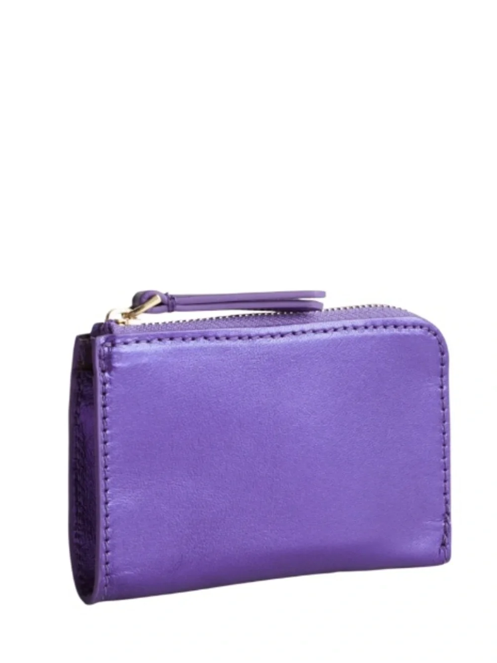 NWT Vera Bradley Sheepskin Leather Zip Card Case with Keyring Metallic Purple